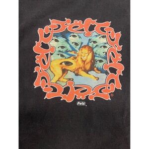 Felt For Every Living Thing Lion Eye Graphic T-Shirt Mens XL Black Streetwear